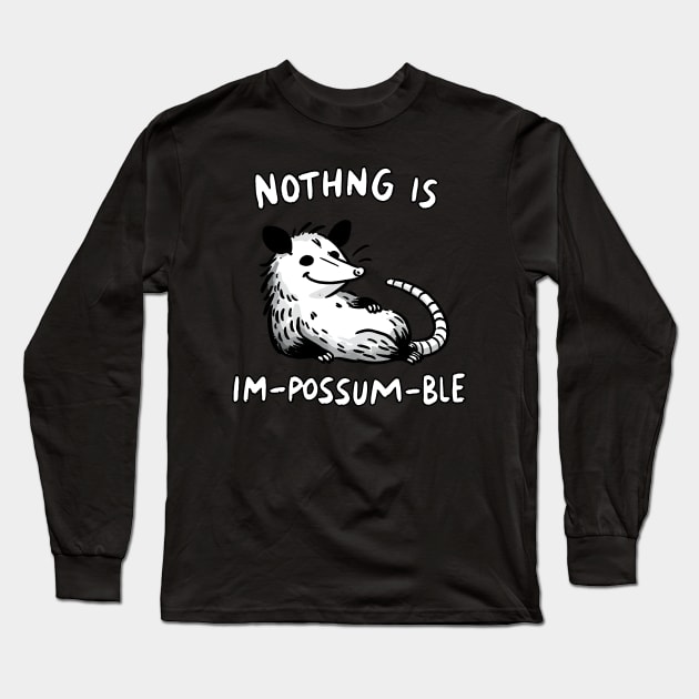 Impossumble Impossible Possum (Back Print) Long Sleeve T-Shirt by DoodleDashDesigns